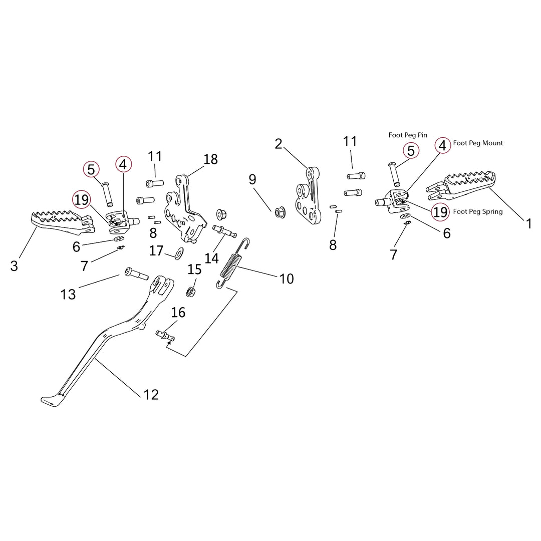 Surron Light Bee - OEM Foot Peg Connection Assembly
