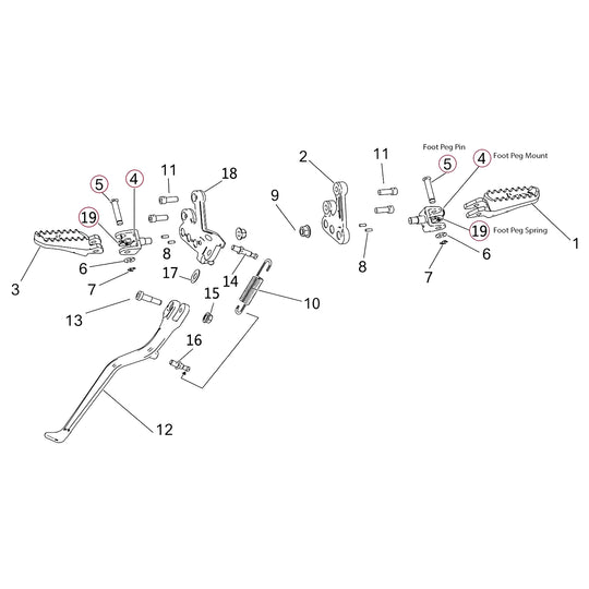 Surron Light Bee - OEM Foot Peg Connection Assembly